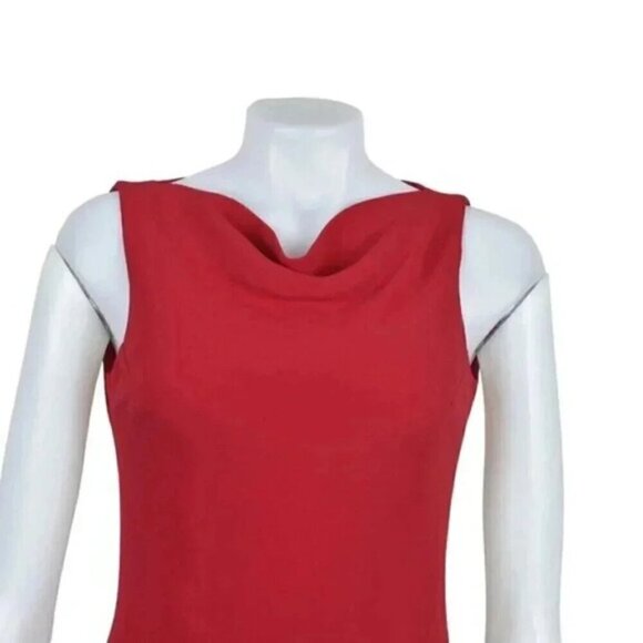 Vintage Jones New York Red  Midi Dress Cowl Neck Formal Front Slit Size 6 - Picture 2 of 9